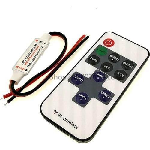 Free shipping 12A 5V-24V LED RF Wireless Mini Remote Dimmer Controllers RF Wireless Remote LED Controller