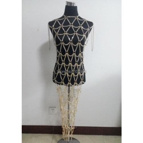 FREE SHIPPING NEW STYLE B730 Women Rock Fashion Gold Colour Chains Jewelry Unique Design Dress Body Chains Jewelry 3 Colors