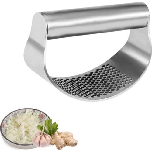 LMETJMA Garlic Press Rocker Stainless Steel Garlic Crusher Garlic Mincer Presses Ginger Press Squeezer Kitchen Gadgets KC0322