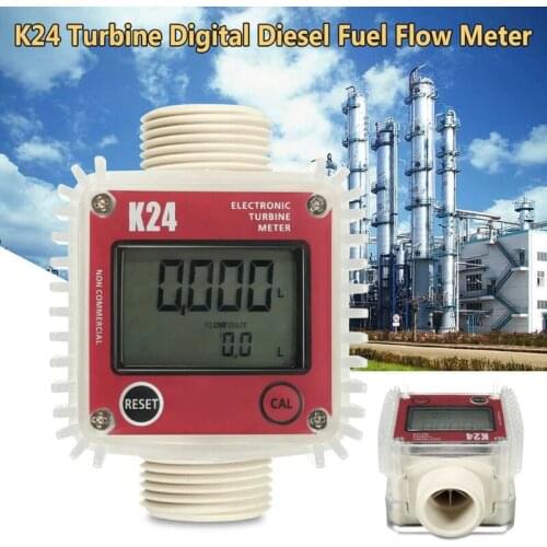 K24 Digital LCD Turbine Fuel Flow Tester Flow Meter for Chemicals Water Sea Liquid Flow Meter Measuring Tools S06 21
