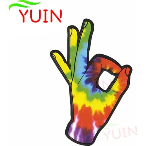Color Graffiti OK Gesture Personality Car Sticker Lovely Fine Decal PVC Motorcycle Decoration Windshield Decals 13*9cm