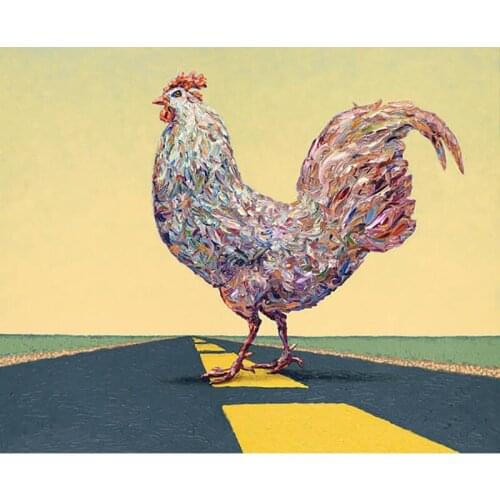 DIY Painting By Numbers Cross the road Kit Oil Picture By Numbers Chicken Animal Wall Art Painting on Canvas Home Decoration