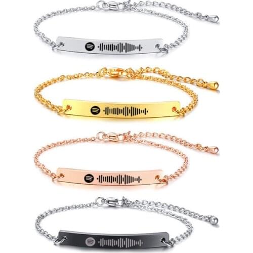 DIY Custom Spotify Scan Code Charm Bracelets for Women Jewelry 2021 Bracelets High Quality Stainless Steel Spotify Song Bracelet