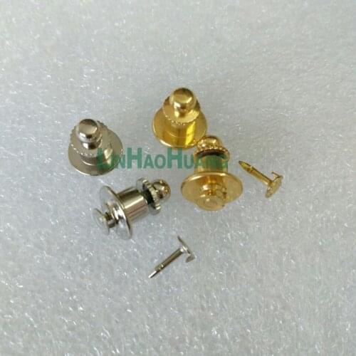 DLY 50sets / lot 10mm badge hat silver / gold metal tie back zipper round thread buckle fastener 2017081001