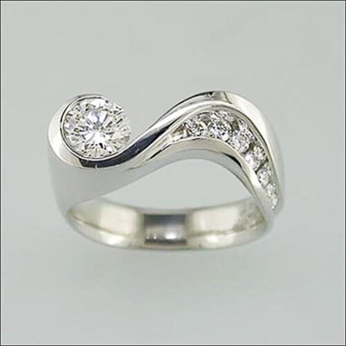 Huitan Chic Rings for Women Unique Shaped Design Statement Rings Party Daily Wear Personality Jewelry Shiny CZ Surprise Gifts