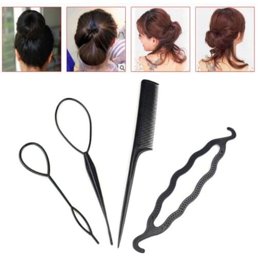Hair Tool 4pcs Ponytail Creator Plastic Loop Styling Tools Pony Tail Clip Hair Braid Maker Styling Tool Fashion Salon X4 0.5 20