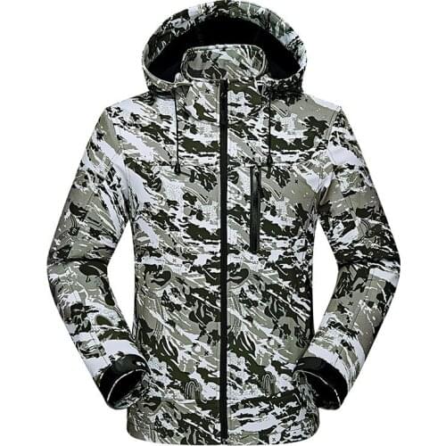 Camouflage Waterproof Jacket Tactical Soft Shell Winter Jacket Men Windbreaker Fleece Hiking Jackets Mens Coat Hunting Clothes