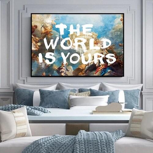 The World Is Yours Statement Canvas Painting Inspirational Quotes Posters Prints office Wall Home Decorative Painting On Canvas
