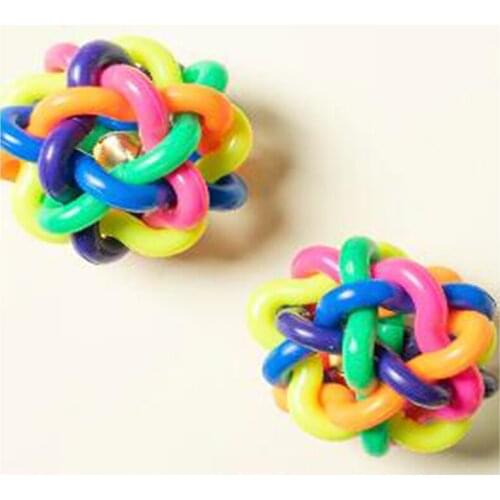 Pet Dog Cat Squeaky Toy Colorful Twist Ball With Bell Dog Training Toys TPR Environmental Puppy Rainbow Ball Pet Toys