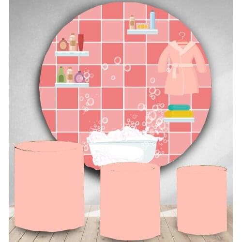 Round Panel circle background girls Bathroom spa themed Birthday party decor candy dessert table banner vinyl fabric