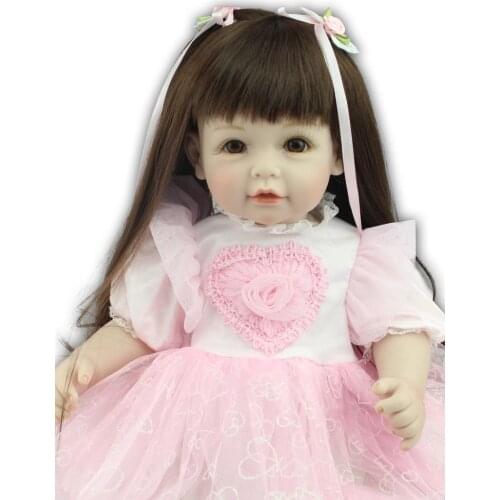 52cm Pink Princess Doll Silicone Reborn Babies Lifelike Lovely Girl Dolls Fashion Boneca Reborn Kids Toys
