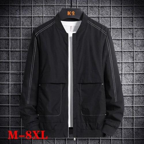 New Spring Men Jacket Coats large size Casual Solid Color Jackets Stand Collar fat Men Business Jacket Baseball Male Outwear