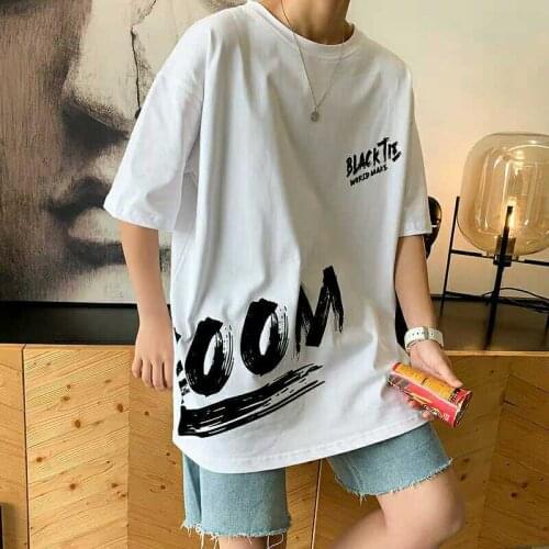 Summer Mens Clothing Hong Kong Style Short Sleeve T-shirt Fashion Brand Trend Ins Boys Loose T-shirt Clothes Mens Clothing
