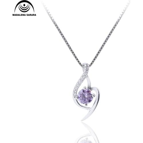 MADALENA SARARA AAAA CZ S925 sterling silver necklace female Korean Simpl Flower Style Chain necklace pink drill clavicle chain