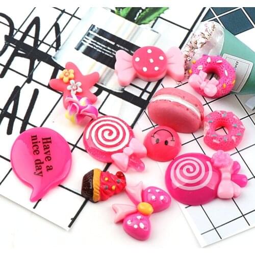 30PCS Mixed Resin Mini Candy Cake Resin Flat Back Convex Round DIY Home Decoration, Mobile Phone Hairpin Scrapbook DIY Decoratio