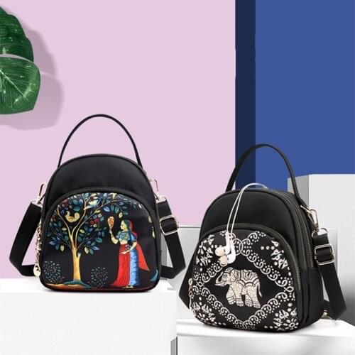 Fashion Lady Cute Printed Water-repellent Nylon Cloth School Bag Large Capacity Multiple Back Design Travel Shopping Backpack