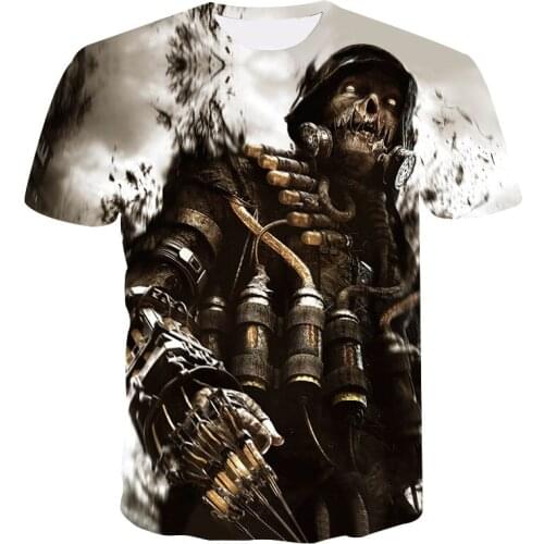 2021 Summer street fashion brand quick-drying T-shirt New 3D skull cool mens t-shirt High quality short sleeve casual t-shirt