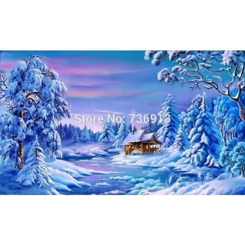 Printed Fabric Factory Shop Cross Stitch Kit Diy Diamond Resin Square Full Drill The View Of The Winter