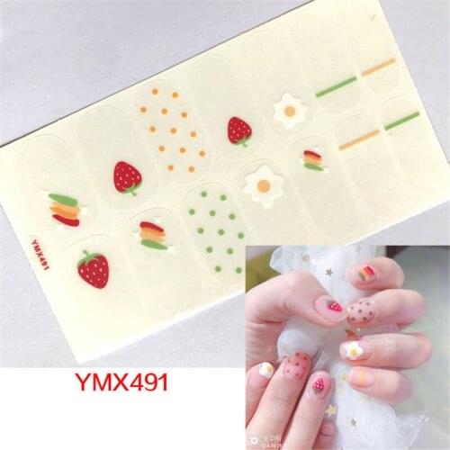 1Sheet Nail Art Sticker Stripes Mixed Fruit Flower Designs Full Cover Adhesive Stickers Waterproof Wraps DIY Tattoo Manicure
