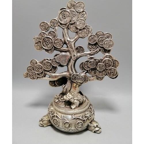 Collect China Fine Workmanship Cupronickel Sculpture Money Tree Buddha Metal Crafts Home Decoration