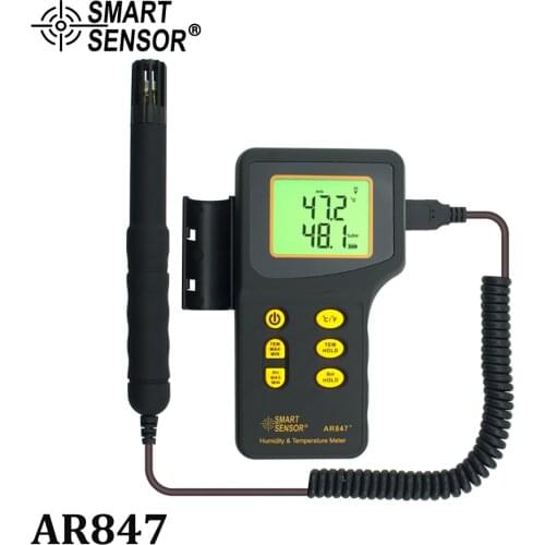 SmartSensor Ar847 Split Hygrothermograph High-Precision Industrial Hygrothermograph Temperature and Humidity Detector K-Type
