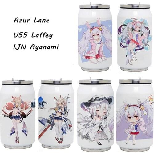 Second Element Printing Vacuum Flasks Thermos Azur Lane USS Laffey & IJN Ayanami Anime Straight Can Tumbler Water Cup Adult Gift