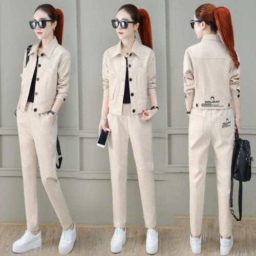 Spring And Autumn Leisure Sports Suit Womens 2021 New Fashion, Foreign Style, Small Man, Two Piece Set
