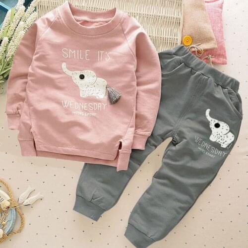 Spring Autumn Children Boys Girls Clothing Cotton Long Sleeve Letter Sets Kids Clothes Tracksuit Baby T-Shirt Pants 2 Pcs/Suit