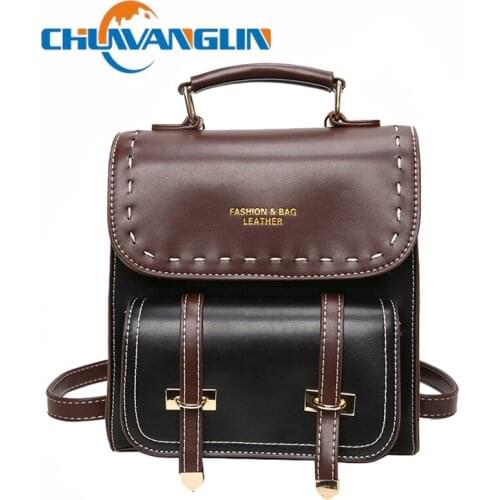 Chuwanglin Woman Backpack High Quality PU Leather School Bags For Teenage Girls Fashion Soft Ladies Double Shoulder Bags 5051126