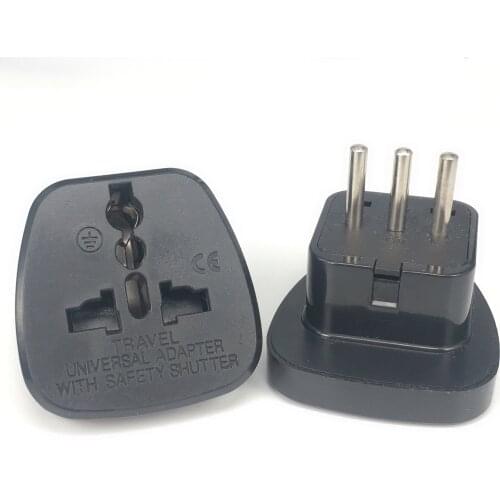 1PC black white Universal UK/US/EU/AU 3 Pins / 2 Pins Socket to Italy Italian 3 Pin Travel Power adapter Plug round AC adaptor