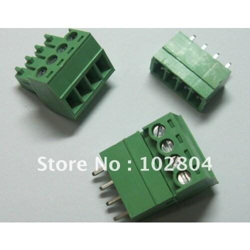 100 pcs 4pin/way Pitch 3.81mm Screw Terminal Block Connector Green Color T Type with pin