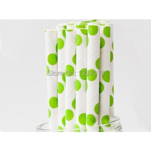 100pcs Lime Green Polka Dot Paper Drinking Straws,Party Supplies Paper Drinking Straws Wholesale Online