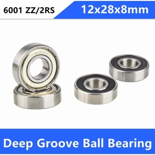 100pcs/lot High Quality 6001 6001ZZ 6001RS 6001-2Z 6001Z 6001-2RS ZZ RS RZ 2RZ Deep Groove Ball Bearings 12x28x8mm