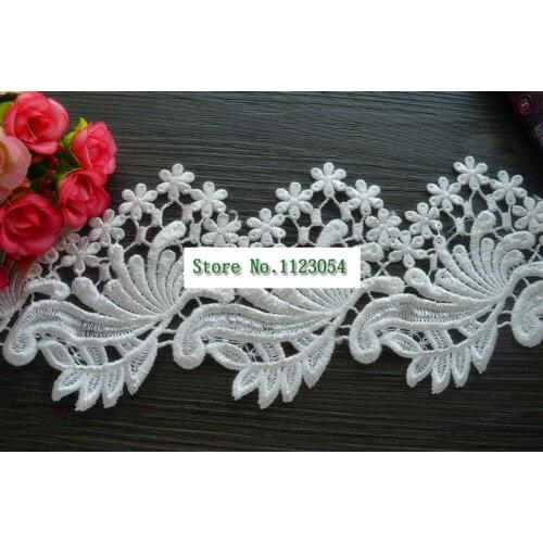 2yards/lot White Lace Trim Water - soluble embroidery Lace Trimming, 6Yards/Lot Petal modeling Embroidery Lace Ribbon AC889