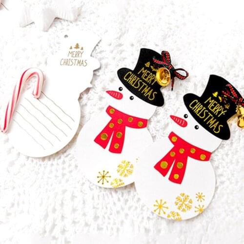5pcs Gilding Christmas Greeting Card Pendant Festival Party Decoration Tree DIY Gifts Hanging card Ornament Handmade Craft