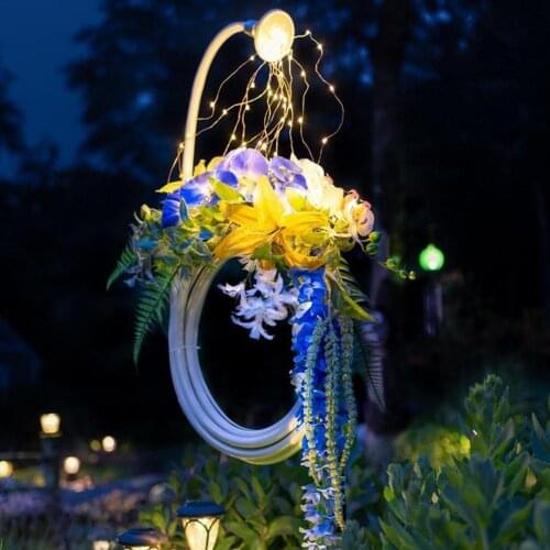 Acrylic Flower Wreath String Light Waterproof LED String Lamp Garden Decor Water Pipe Garland Garden Spotlight Star Watering Can