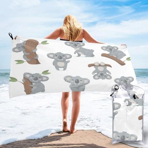 Quick Drying Pocket Towel Adorable Koala Baby Portable Water Absorbent Towel No Pilling Sports Bath Towel