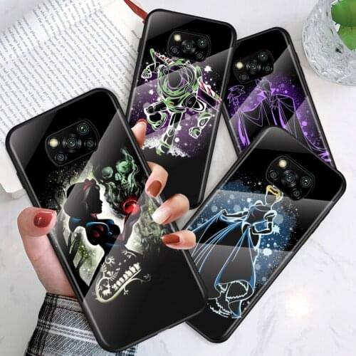 Tempered Glass Shell Luxury Cover Disney Princess For Xiaomi Mi POCO F3 F2 X3 NFC X2 M2 Pro Shockproof Phone Case