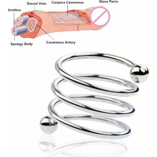 Sex Tool for Men of Stainless Steel Circle Lock Cock Delay Ejaculation Foreskin Resistance Ring to Penis Delay Training