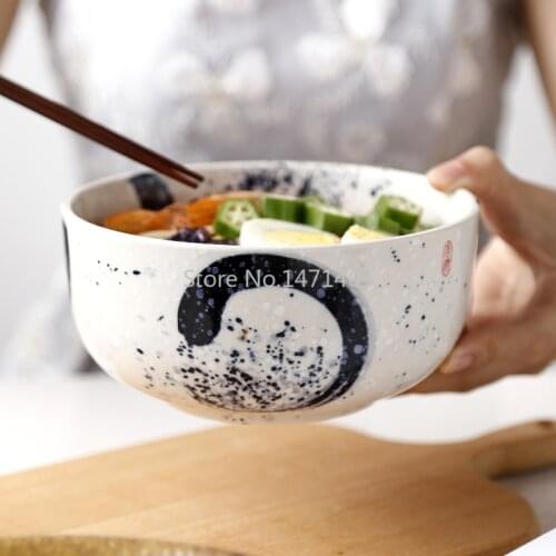 Retro Creative Japanese Cuisine Ceramic Tableware Ramen Bowl Large Soup Bowl Household Bowl Restaurant Noodle Bowl