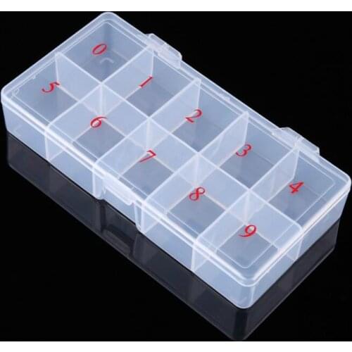 10 Compartment Storage Box Fake Nail Box Nail Tip box Empty Fake Nail Art Tips Case False Nail Art Tips Box Acrylic Storage Case