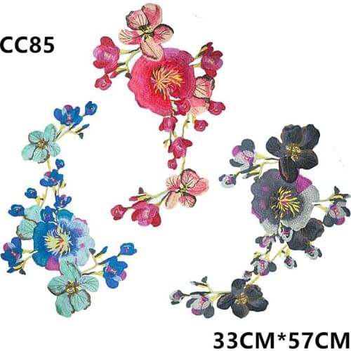 Red black blue wire Embroidered Plum blossom lace flower path shirt Cowboy dress Full dress Clothing accessories CC85