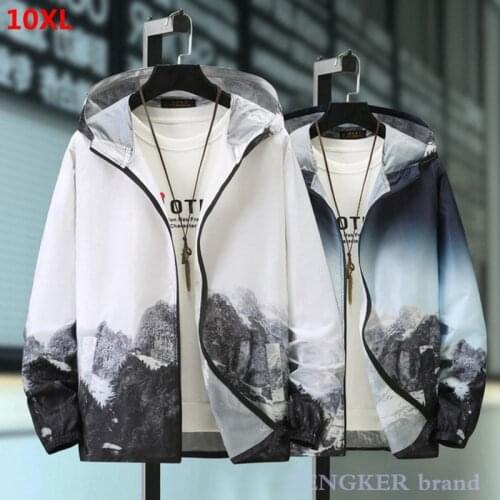 Summer Jacket Outdoor Thin Oversized Jacket 9XL 10XL Stitching Color Ultra-thin Sports Coat Mens Clothing 8XL 9XL 10XL