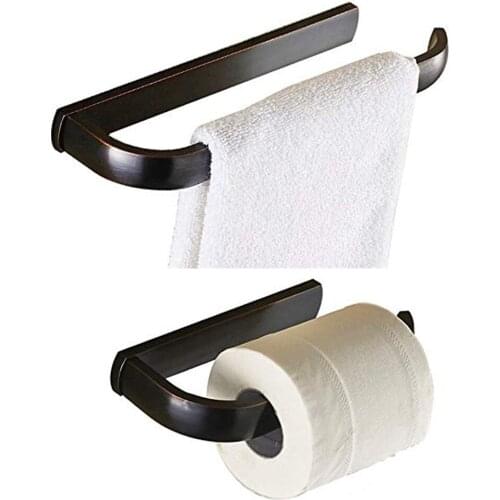 Leyden Brass Towel Ring And Toilet Paper Holder Set Of 2 Packs,Black Finish Bathroom Accessory Set