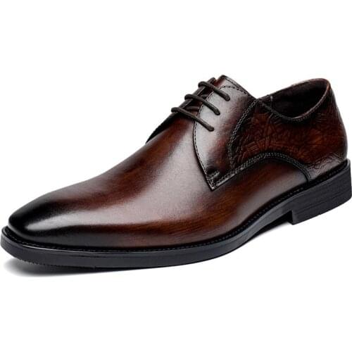 B09 Mens Shoes Fashion Leather Head Layer Cowhide Casual Business Leather Fashion Burst Four Seasons Trend Mens Leather Shoes