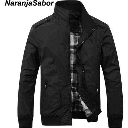 NaranjaSabor Spring Autumn New Mens Casual Jackets Fashion Male Solid Coats Slim Fit Military Jacket Branded Men Outwears 4XL