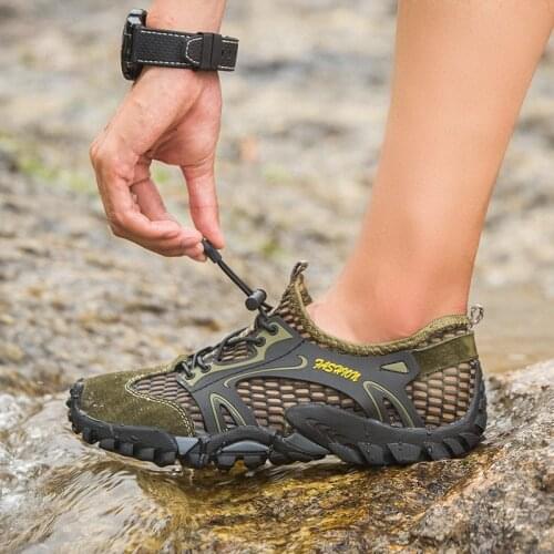 38-50 Size Men Upstream Mesh Shoes Summer Outdoor Waterproof Non-slip Quick Dry Breathable Hiking Wading Shoes Casual Sport Shoe