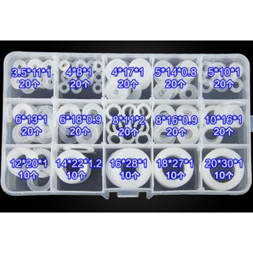 250pcs White Soft Nylon Washer Set Plastic Insulated Flat Washer Water Pipe Leakproof Gasket Set