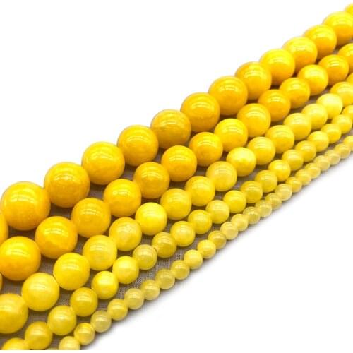 Natural Stone Yellow Cloud Jades Beads Round Loose Beads For Jewelry Making 15"Inches 4 6 8 10 12mm DIY Bracelet Necklace
