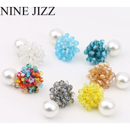 NINEJIZZ Crystal bead earrings Beaded Ball Ear For Women Dangle Drop Statement Geometric Bohemia Earrings Fashion Jewelry